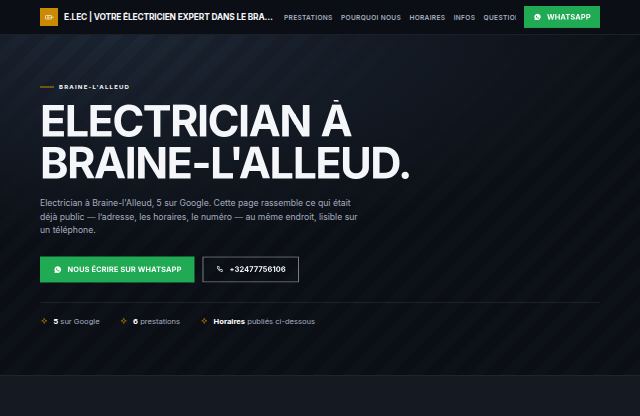 Page d’accueil du site de E.Lec | Votre électricien expert dans le brabant wallon et sur Bruxelles.