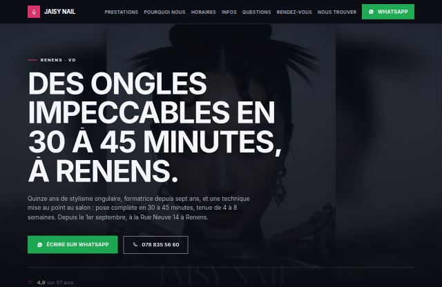 Page d’accueil du site de Jaisy Nail Academy