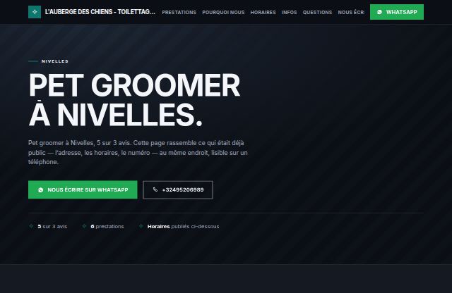Page d’accueil du site de L'Auberge des Chiens - Toilettage pour chien