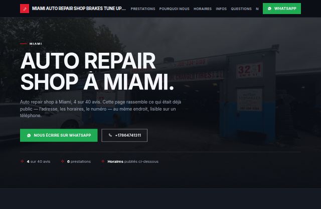 Page d’accueil du site de Miami Auto Repair Shop Brakes Tune Ups Multiser Versailles