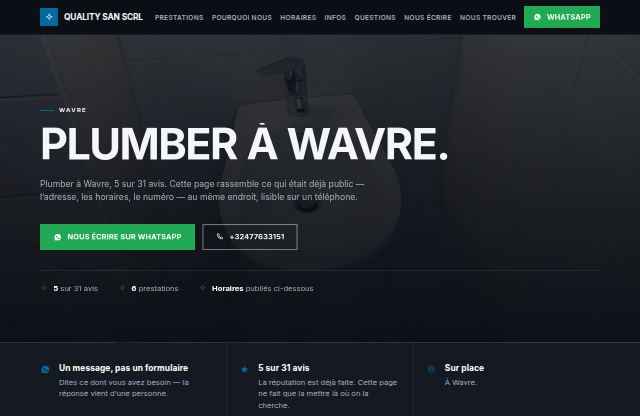 Page d’accueil du site de Quality San scrl