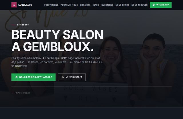 Page d’accueil du site de So Nice 2.0