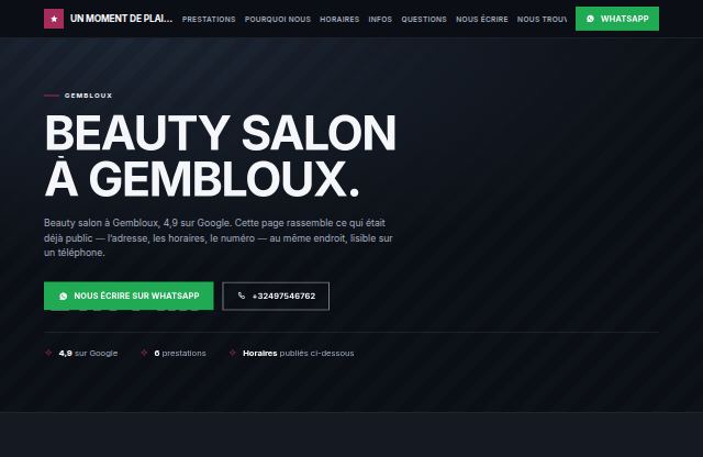 Page d’accueil du site de Un moment de plaisir